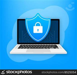 Security laptop, protection icon. Vector illustration. Security laptop, protection icon. Vector illustration.