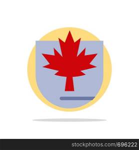 Security, Leaf, Canada, Shield Abstract Circle Background Flat color Icon