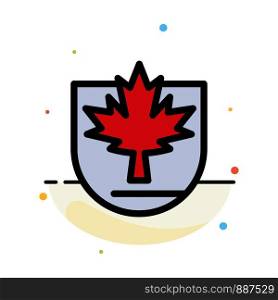 Security, Leaf, Canada, Shield Abstract Flat Color Icon Template