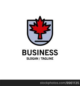 Security, Leaf, Canada, Shield Business Logo Template. Flat Color