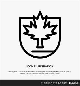 Security, Leaf, Canada, Shield Line Icon Vector