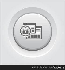 Security Level Icon. Grey Button Design.. Security Level Icon. Grey Button Design. Security concept with a web page and a padlock. Isolated Illustration. App Symbol or UI element.