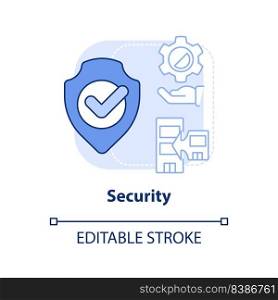 Security light blue concept icon. Prevent failure. Bankruptcy protection. Merger abstract idea thin line illustration. Isolated outline drawing. Editable stroke. Arial, Myriad Pro-Bold fonts used. Security light blue concept icon