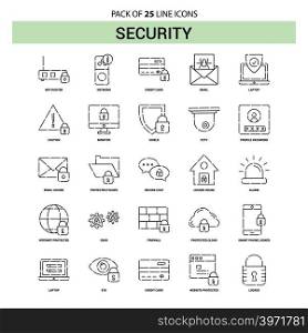 Security Line Icon Set - 25 Dashed Outline Style