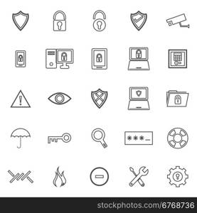 Security line icons on white background, stock vector