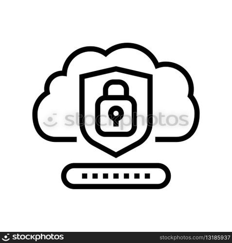 security lock cloud computing line icon vector. security lock cloud computing sign. isolated contour symbol black illustration. security lock cloud computing line icon vector illustration