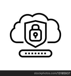 security lock cloud computing line icon vector. security lock cloud computing sign. isolated contour symbol black illustration. security lock cloud computing line icon vector illustration