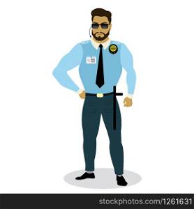 Security man,human character,isolated on white background,flat vector illustration