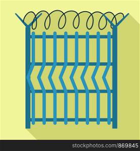 Security metal fence icon. Flat illustration of security metal fence vector icon for web design. Security metal fence icon, flat style