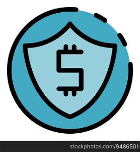 Security money shield icon outline vector. Loan income. Tax center color flat. Security money shield icon vector flat
