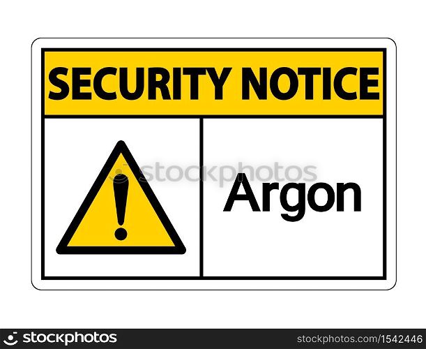 Security Notice Argon Symbol Sign On White Background,Vector Illustration