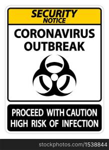 Security Notice Coronavirus Outbreak Sign Isolate On White Background,Vector Illustration