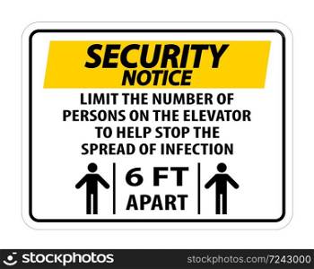 Security Notice Elevator Physical Distancing Sign Isolate On White Background,Vector Illustration EPS.10
