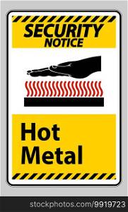 Security Notice Hot Metal Symbol Sign Isolated On White Background