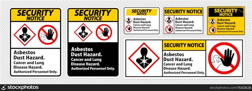 Security Notice Label Disease Hazard, Authorized Personnel Only Isolate on transparent Background,Vector Illustration
