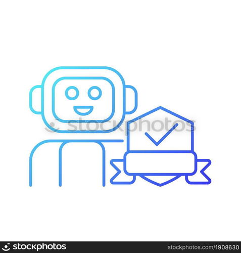 Security robot gradient linear vector icon. Detecting potential intruder. Automated machine for street patrolling. Thin line color symbol. Modern style pictogram. Vector isolated outline drawing. Security robot gradient linear vector icon