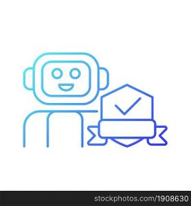 Security robot gradient linear vector icon. Detecting potential intruder. Automated machine for street patrolling. Thin line color symbol. Modern style pictogram. Vector isolated outline drawing. Security robot gradient linear vector icon