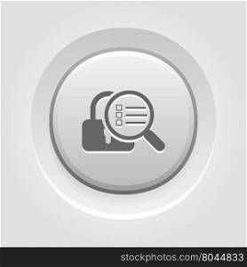 Security Scan Icon. Flat Design.. Security Scan Icon. Flat Design. Security concept with a padlock and a magnifying glass. App Symbol or UI element. Grey Button Design