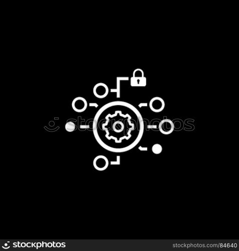 Security Settings Icon. Flat Design.. Security Settings Icon. Isolated Illustration. App Symbol or UI element. Gear in Circle with Radio Buttons and Padlock.