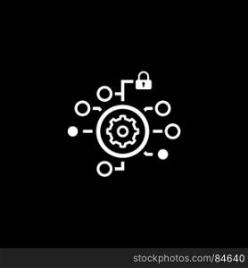 Security Settings Icon. Flat Design.. Security Settings Icon. Isolated Illustration. App Symbol or UI element. Gear in Circle with Radio Buttons and Padlock.
