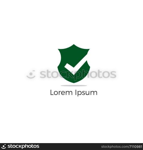Security shield logo design. check mark and lock in shield icon. Insurance company safety illustration.