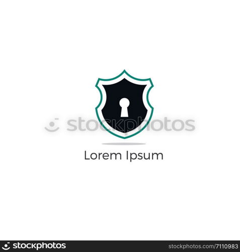 Security shield logo design. check mark and lock in shield icon. Insurance company safety illustration.