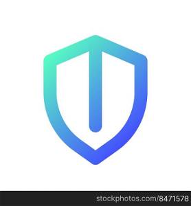 Security shield pixel perfect gradient linear ui icon. Under protection. Antivirus software. Line color user interface symbol. Modern style pictogram. Vector isolated outline illustration. Security shield pixel perfect gradient linear ui icon