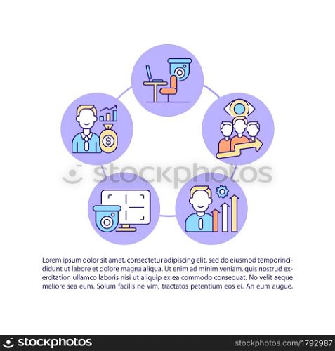 Security system for business concept line icons with text. PPT page vector template with copy space. Brochure, magazine, newsletter design element. Responsibility growth linear illustrations on white. Security system for business concept line icons with text