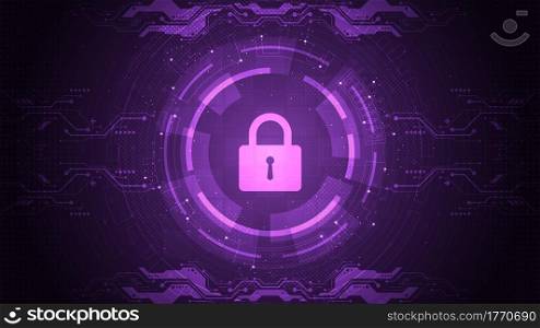 Security system interface on dark purple background.