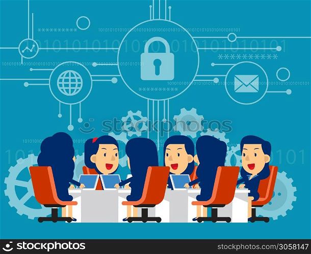 Security team meeting. Concept business vector illustration, Office, Profesional, Communication.