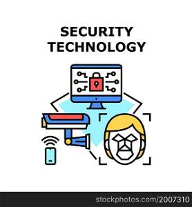 Security technology cyber privacy. safety information. computer secure. internet data lock. network security technology vector concept color illustration. Security technology icon vector illustration