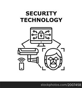Security technology cyber privacy. safety information. computer secure. internet data lock. network security technology vector concept black illustration. Security technology icon vector illustration