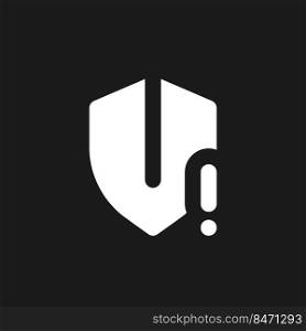 Security threat dark mode glyph ui icon. Cybersecurity. Vulnerability risk. User interface design. White silhouette symbol on black space. Solid pictogram for web, mobile. Vector isolated illustration. Security threat dark mode glyph ui icon