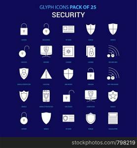 Security White icon over Blue background. 25 Icon Pack