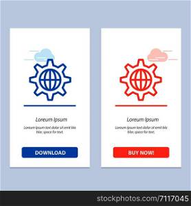 Security, World, Globe, Internet Blue and Red Download and Buy Now web Widget Card Template