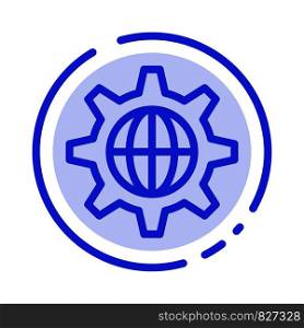 Security, World, Globe, Internet Blue Dotted Line Line Icon