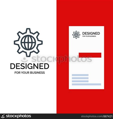 Security, World, Globe, Internet Grey Logo Design and Business Card Template