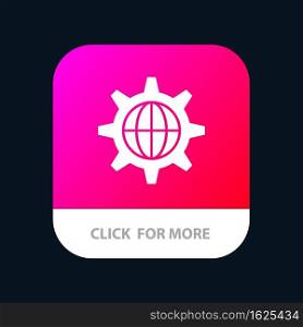 Security, World, Globe, Internet Mobile App Button. Android and IOS Glyph Version
