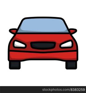 Sedan Car Icon. Editable Bold Outline With Color Fill Design. Vector Illustration.