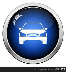 Sedan car icon front view. Glossy Button Design. Vector Illustration.