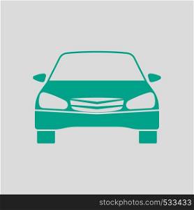 Sedan Car Icon Front View. Green on Gray Background. Vector Illustration.