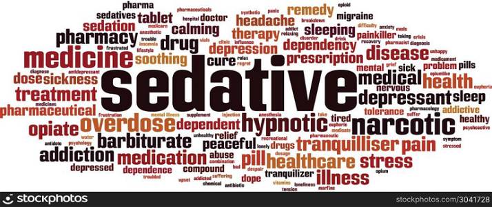 Sedative word cloud concept. Vector illustration