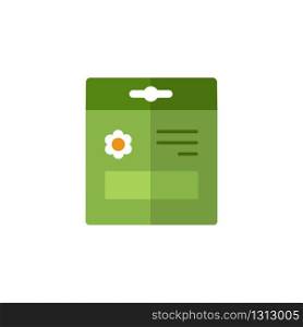 Seed bag. Flat color icon. Isolated gardening vector illustration