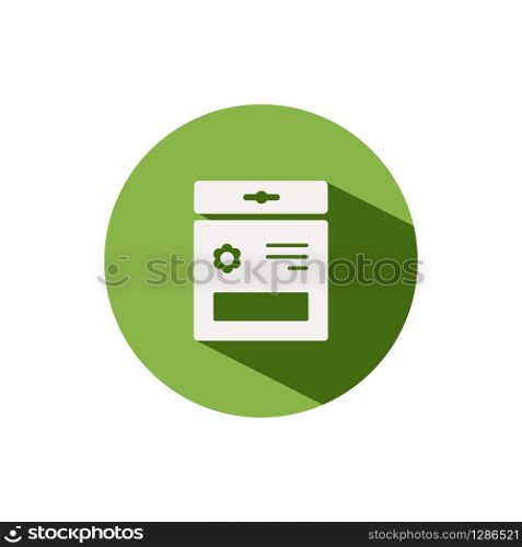 Seed bag. Icon on a green circle. Spring glyph vector illustration