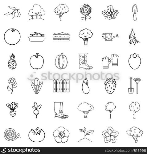 Seed icons set. Outline style of 36 seed vector icons for web isolated on white background. Seed icons set, outline style