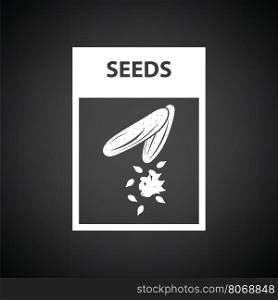 Seed pack icon. Black background with white. Vector illustration.