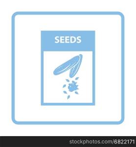 Seed pack icon. Blue frame design. Vector illustration.