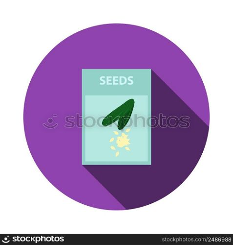 Seed Pack Icon. Flat Circle Stencil Design With Long Shadow. Vector Illustration.