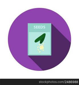 Seed Pack Icon. Flat Circle Stencil Design With Long Shadow. Vector Illustration.