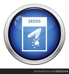 Seed pack icon. Glossy button design. Vector illustration.